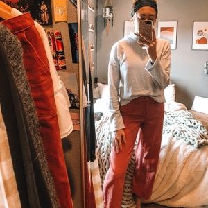 salmon wide leg cropped pants